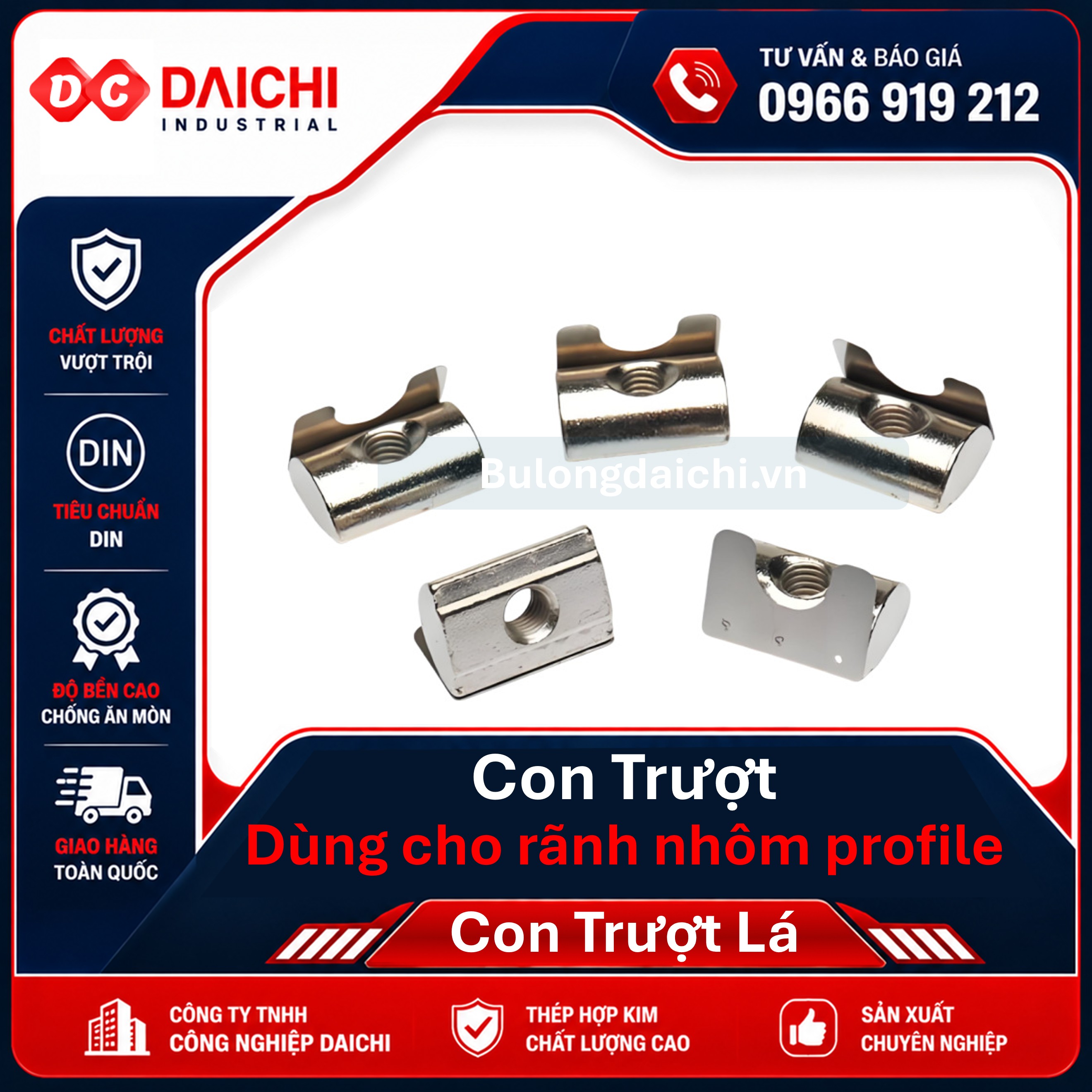 Con trượt lá rãnh nhôm định hình 20, 30, 40, 45, 50, 60 | DAICHI
