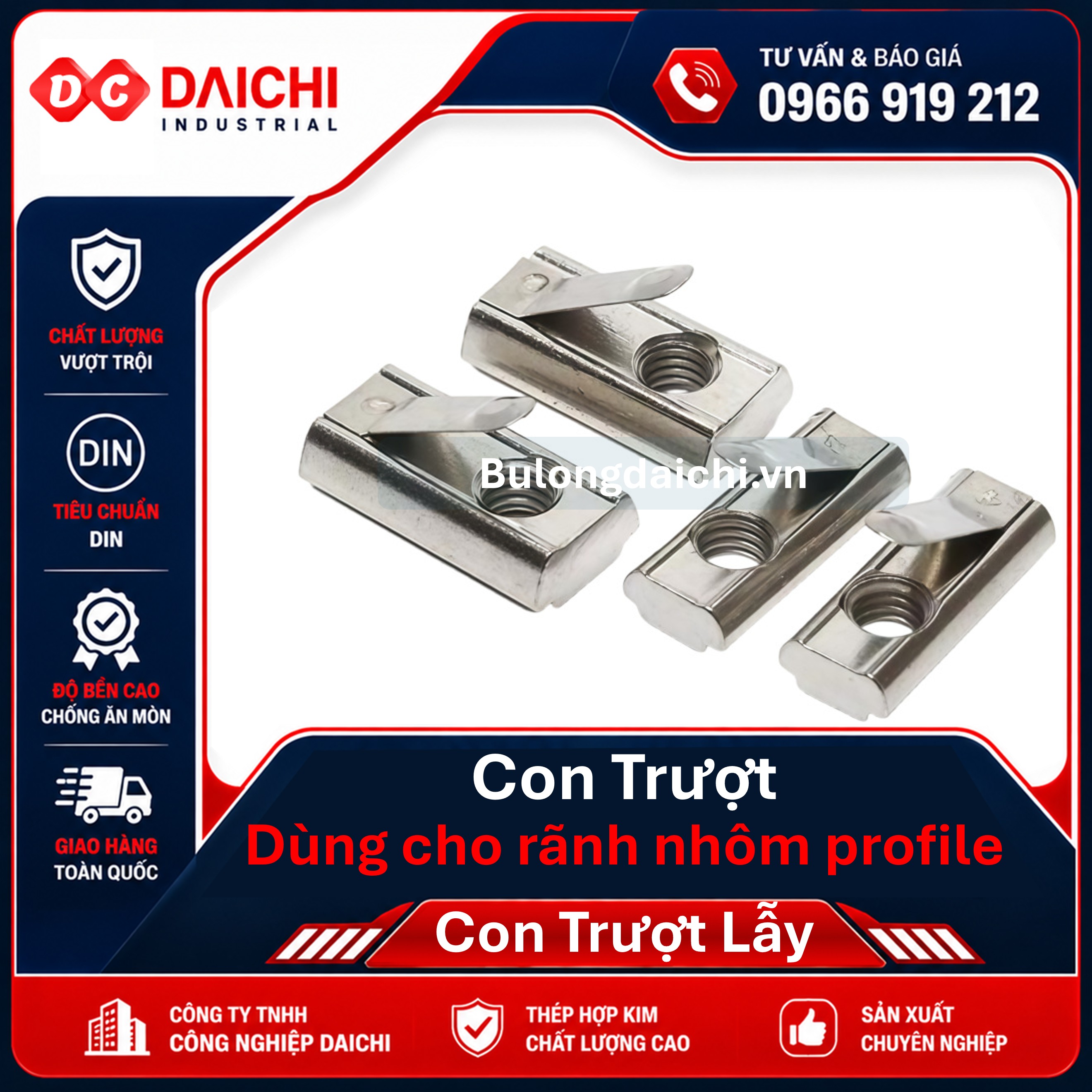 Con trượt lẫy nhôm định hình 20, 30, 40, 45, 50, 60 | DAICHI