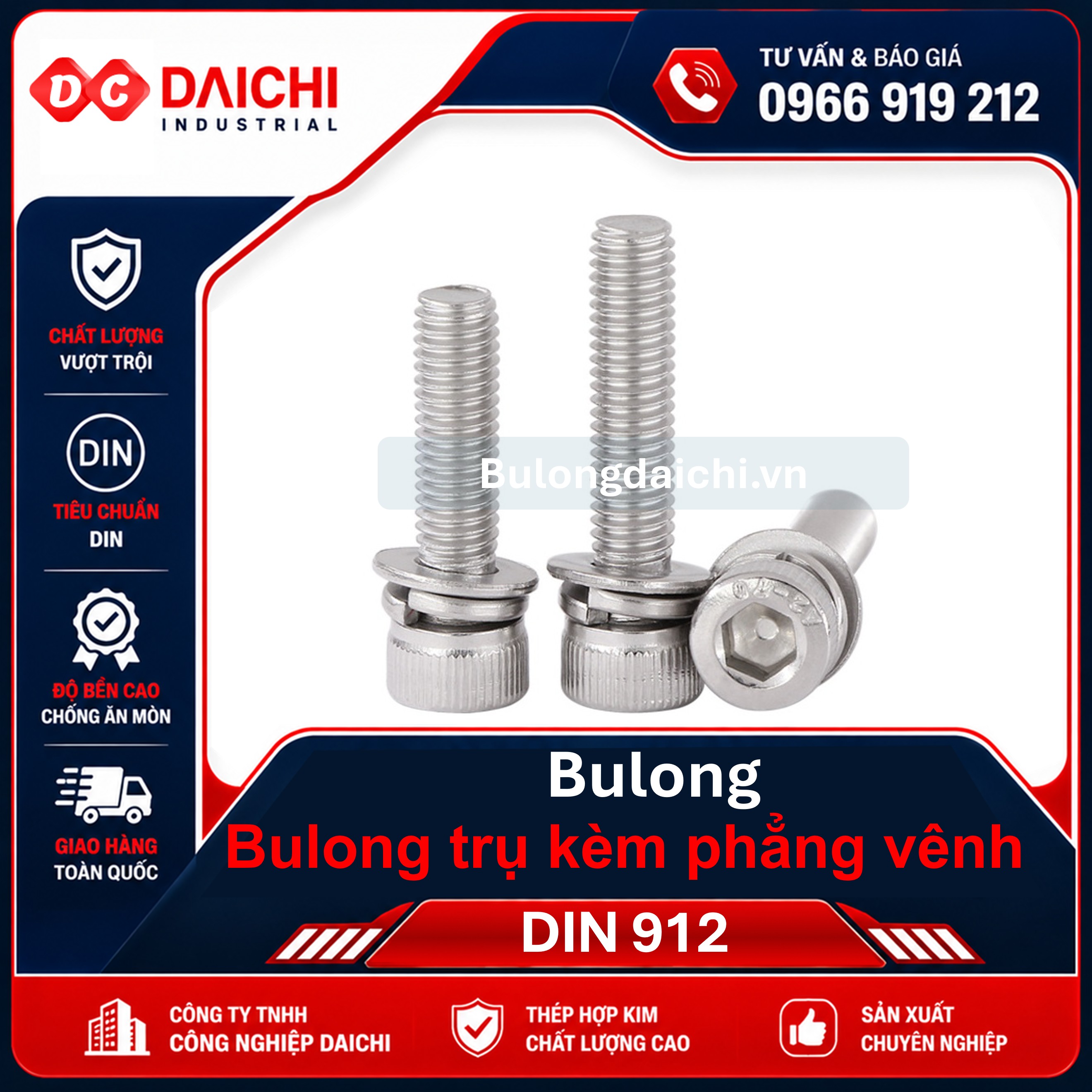 Bu Lông Lục Giác Chìm Liền Phẳng Vênh
