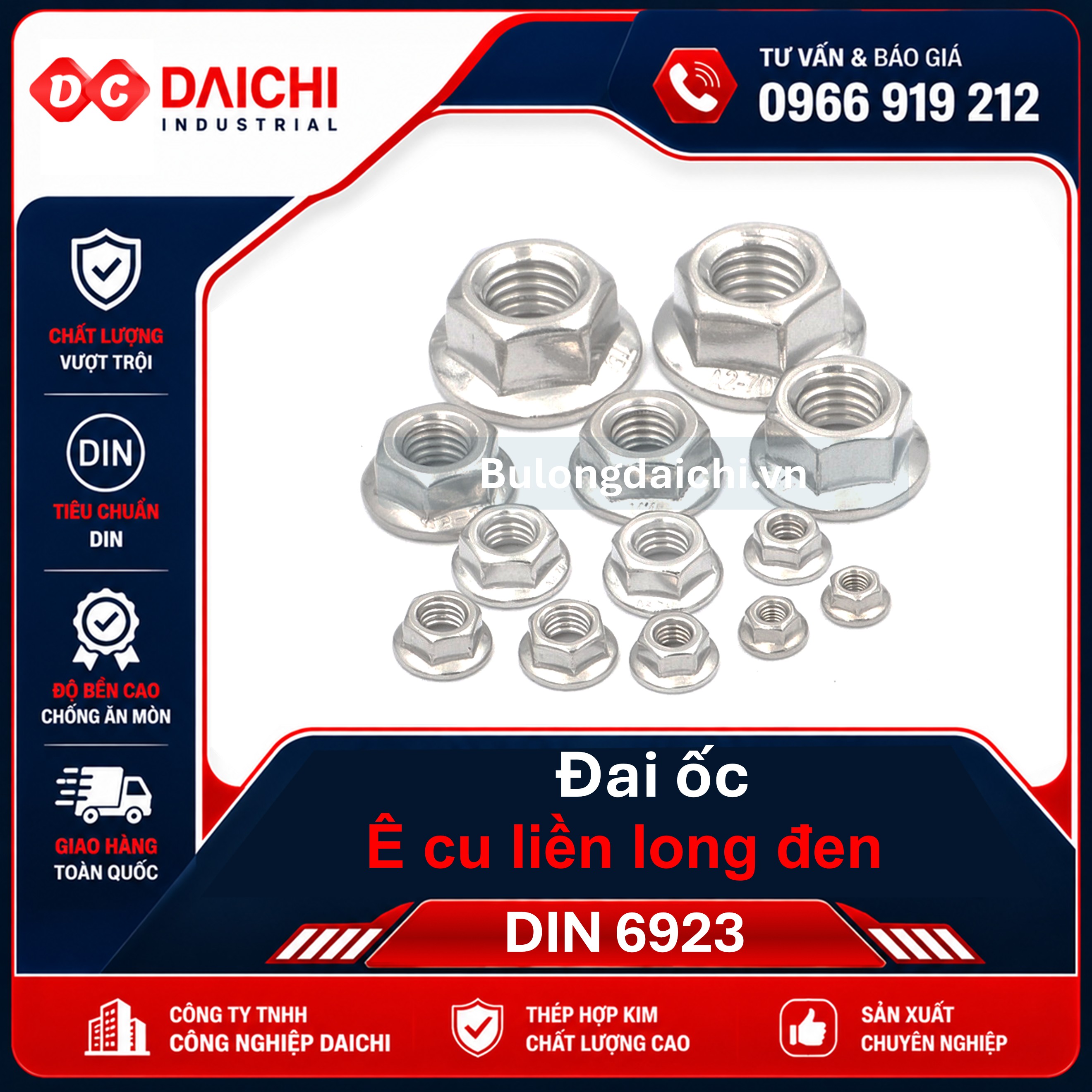 Ecu – đai ốc liền long đen DIN 6923