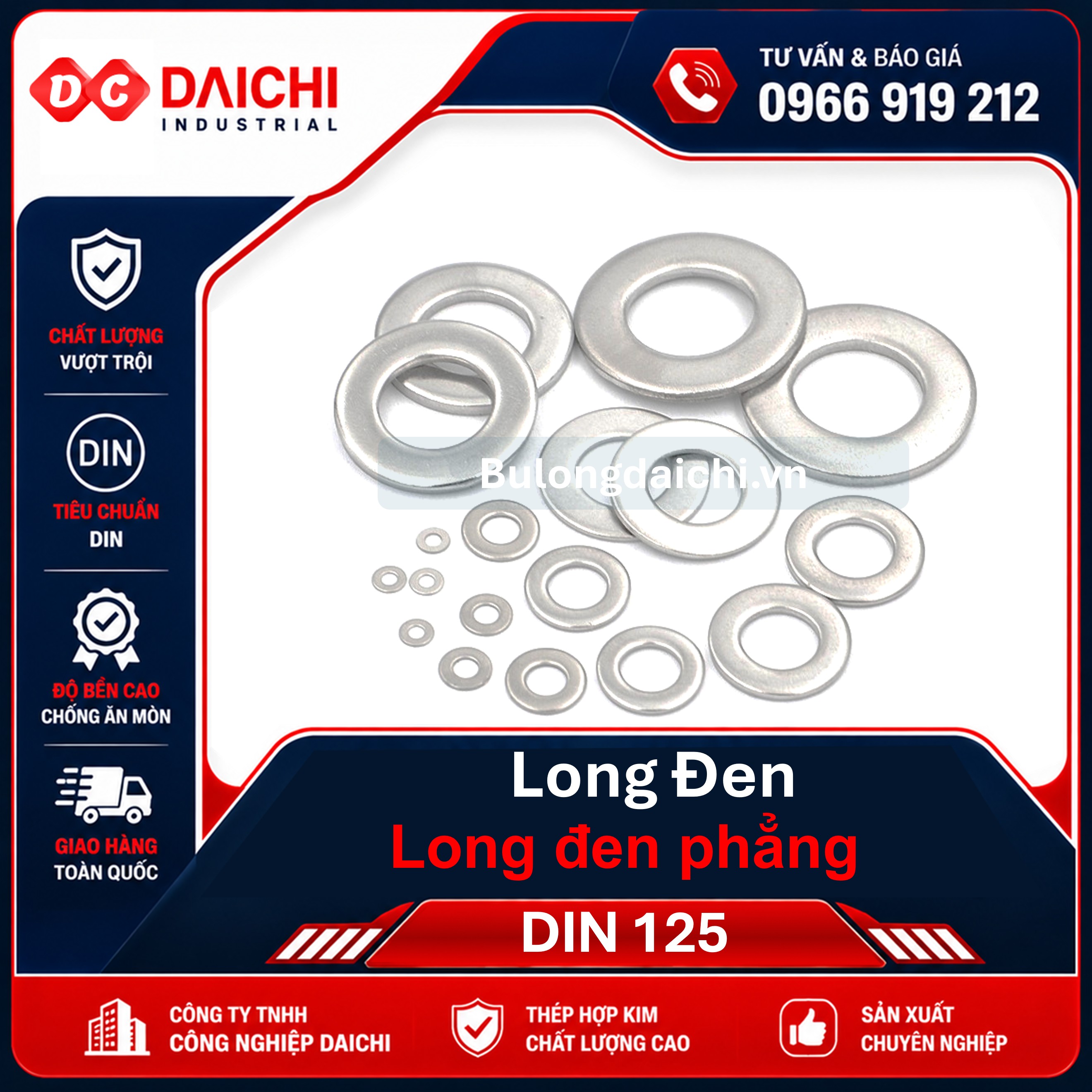 Long đen phẳng DIN 125-A