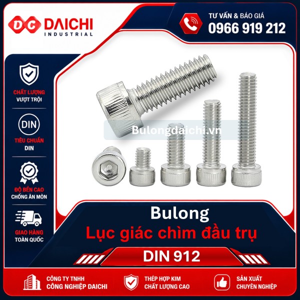 Bu Lông Inox Lục Giác Chìm Đầu Cầu DIN 7380