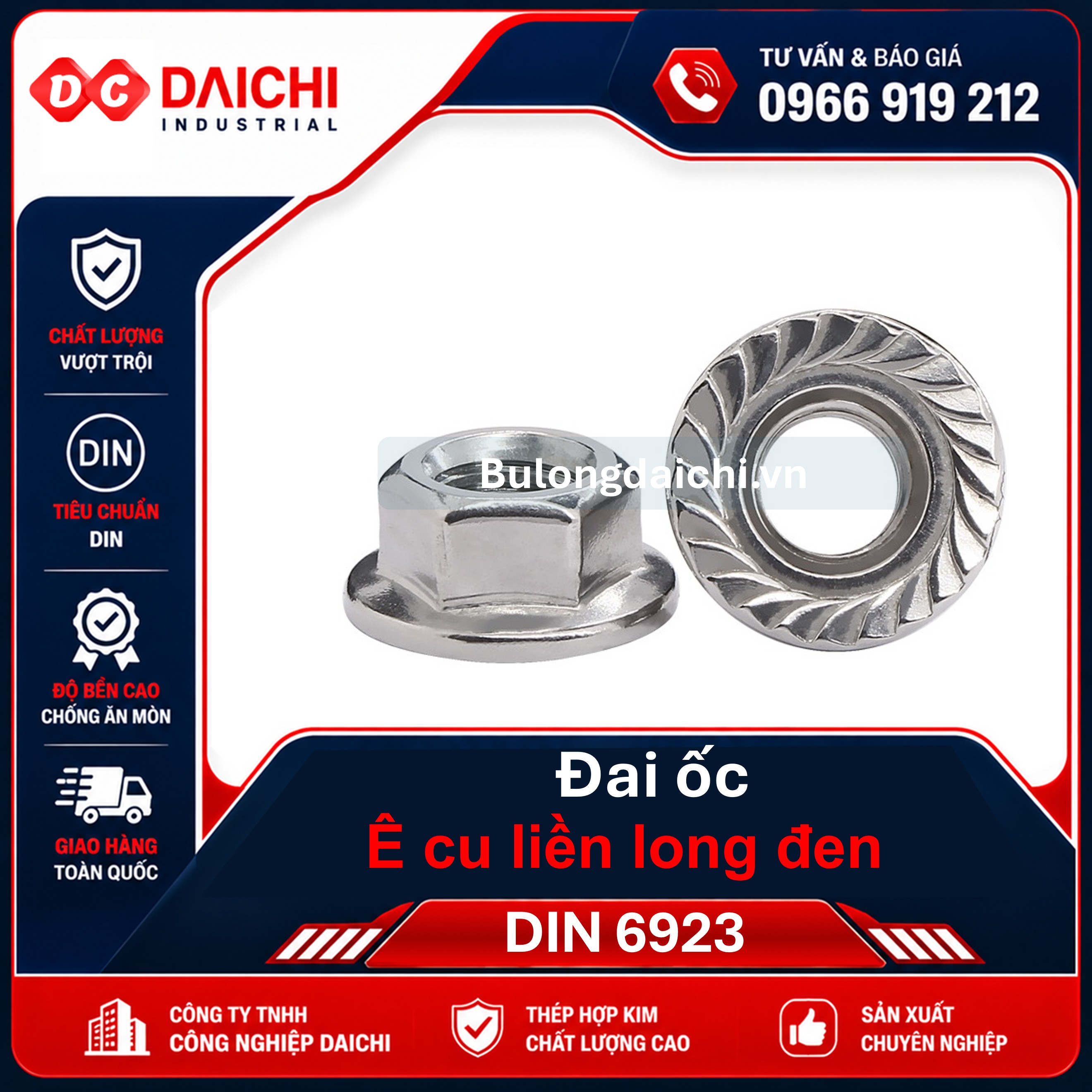 Đai Ốc Liền Long Đen Inox DIN 6923 Giá Tốt | DAICHI