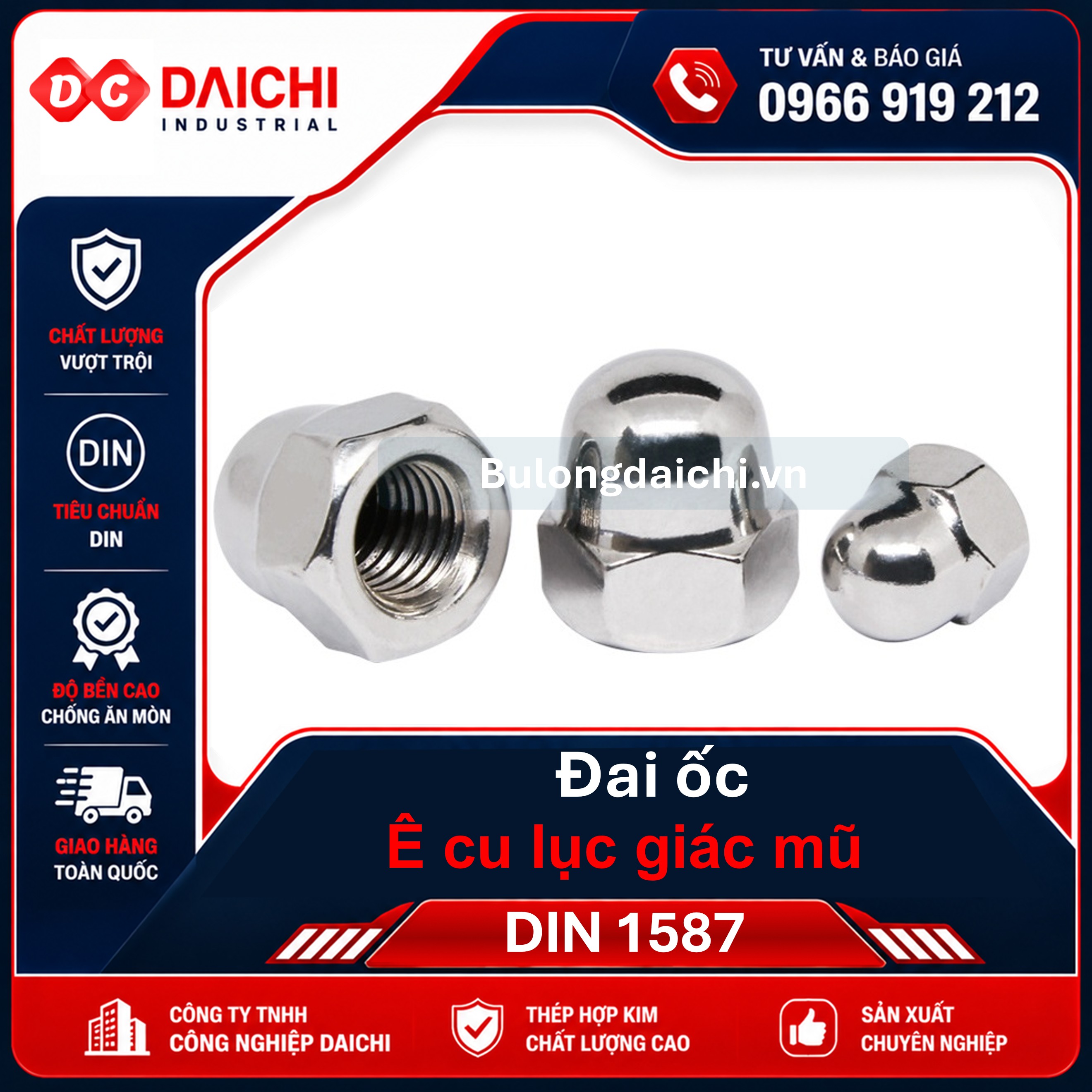 Đai Ốc Có Mũ Inox DIN 1587 Giá Tốt | DAICHI