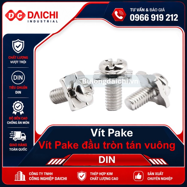 Vít Pake Đầu Tròn Kèm Long Đen Vuông Giá Tốt | DAICHI