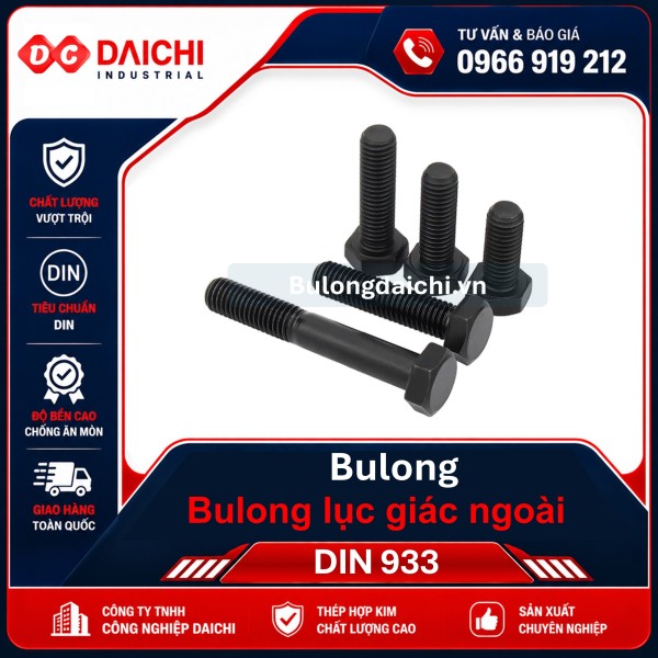 Bulong lục giác ngoài thép đen DIN 933 | DAICHI