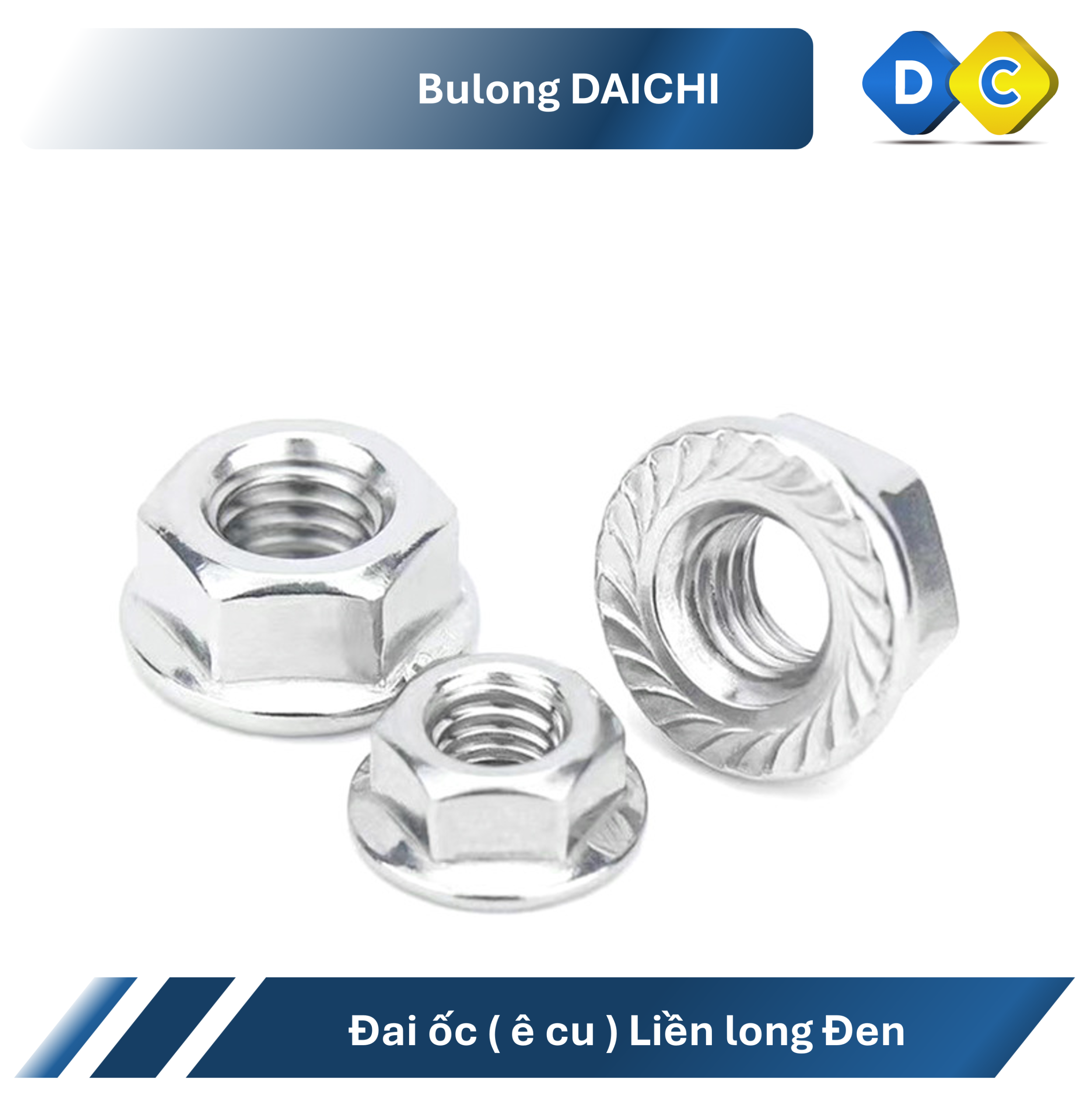 Đai Ốc Liền Long Đen DIN 6923 Inox 201
