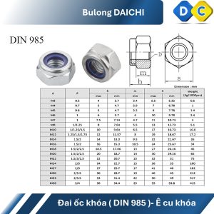 đai ốc din 985 inox cơ khí